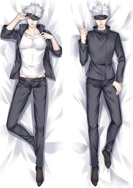 LorlaDREAM Dakimakura Gojo Satoru Jujutsu Kaisen Anime Kissenbezug Weiß, B/H: 40 x 120 cm - Bild 1
