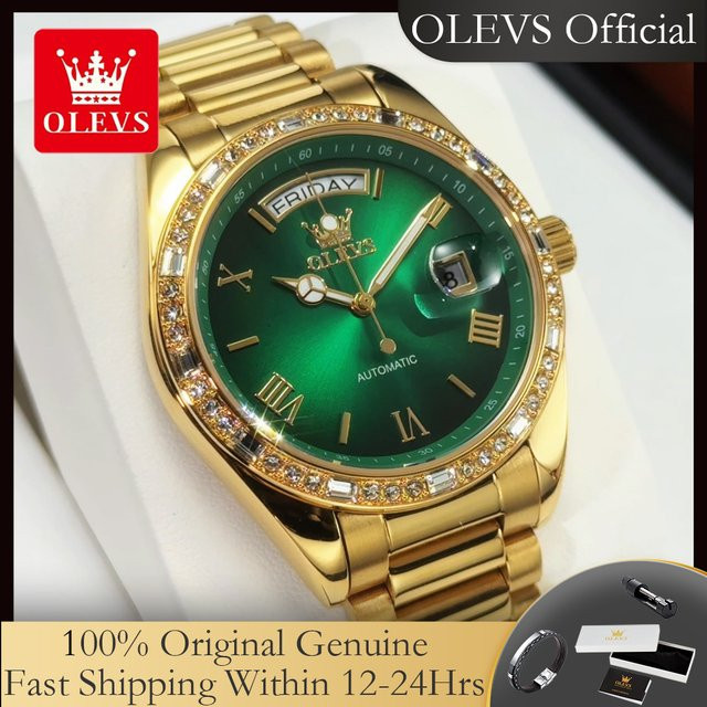 OLEVS Armbanduhr, Automatik, Edelstahl, Diamant, Herren - Bild 1
