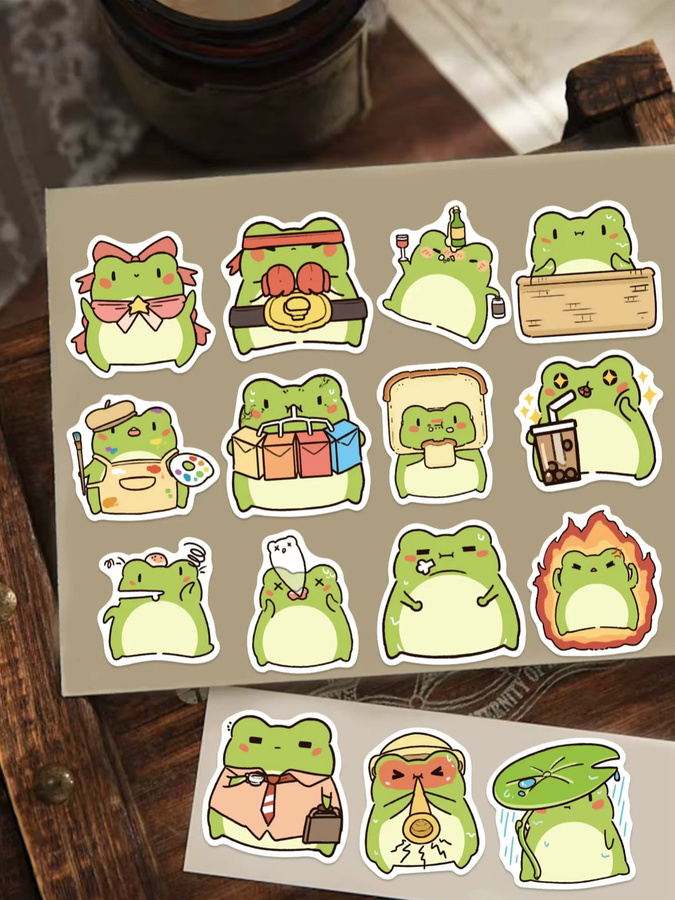 50 bunte Frosch-Doodle-Aufkleber für Wasserflaschen, Laptops und Handyhüllen - Bild 2