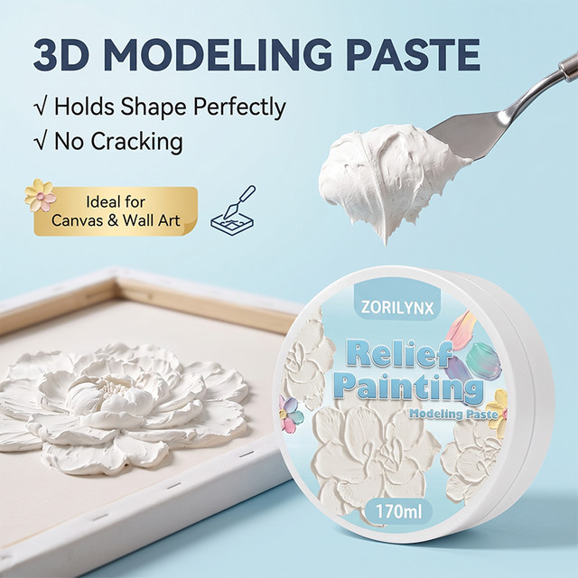 ZORILYNX 3D-Relief-Malerei Modellierpaste in Weiß für DIY-Leinwandmodellierung und strukturierte Heimdekoration - Bild 1