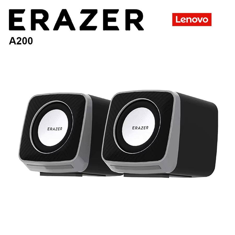 Lenovo Stereo Computer-Lautsprecher mit HiFi-Klangqualität, LED-Atemlicht und Dual-Channel Anschluss via USB und 3,5 mm Jack, Schwarz - Bild 2