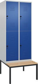 C+P Doppelstock-Spind Classic PLUS Sitzbank mit 2 Abteilen, Buche-Hartholz und Stahl, B/T/H: 212 x 80 x 81,5 cm - Bild 1