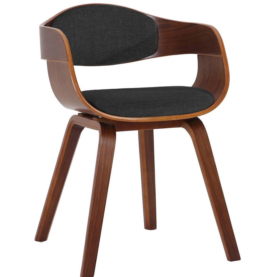 DELUKE Besucherstuhl LONDON Konferenzstuhl mit Holzgestell in Walnuss und dunkelgrauem Stoff, H x B x T: 73 x 49 x 46 cm - Bild 2