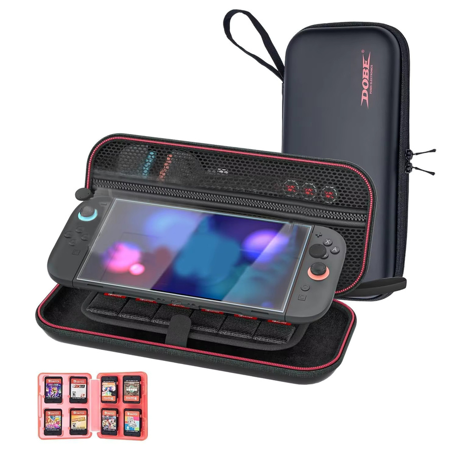 Stoßfeste Nintendo Switch 2 Tragetasche in Schwarz mit 12 Spielkartenfächern - Bild 2