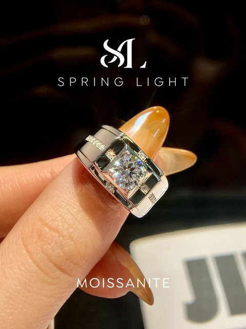 Stylever Verlobungsring, 925 Silber, Moissanit-Diamant, Herren - Bild 1