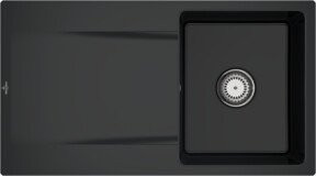 Villeroy & Boch Spüle Siluet 50 Flat flächenbündig mit Ablauffläche und Handbetätigung in Pure Black - Bild 1