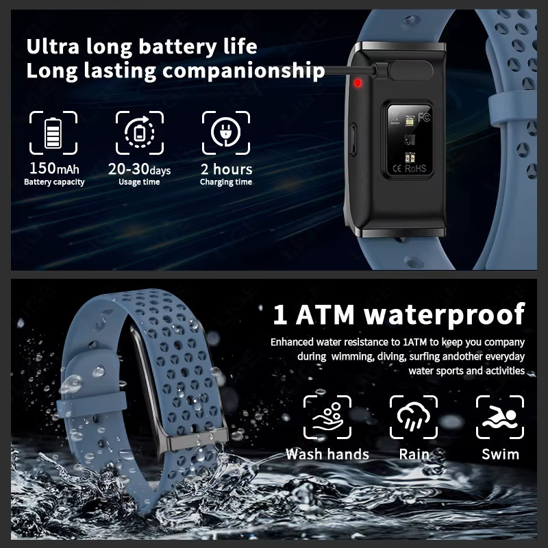 LIGE Smart-Armband ohne Display mit Herzfrequenz-, Blutdruck- und Schlafüberwachung sowie Schrittzähler als Fitness-Tracker für Männer und Frauen - Bild 4