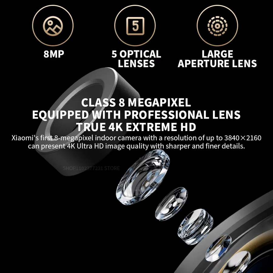Xiaomi Mijia Smart Kamera C700 Edition 4K Vollfarbe 8 Megapixel mit 360° Sicht, bidirektionaler Sprachfunktion und Infrarot-Nachtsicht in Weiß - Bild 2