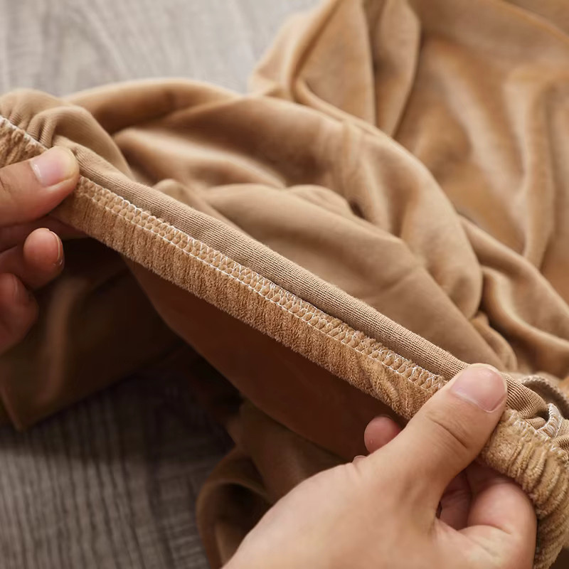 Yupartex Esszimmerstuhl Schutzhülle aus Samt in Beige mit runder gebogener Rückenlehne - Bild 4