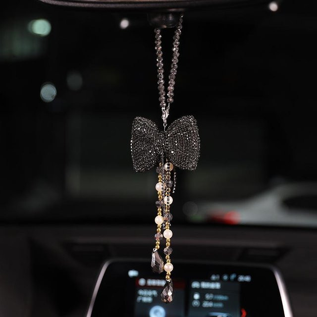 Rui Di Autoanhänger, Diamant-Bowknot, Kristallquasten, Perle, Strass, schwarz, Damen - Bild 1