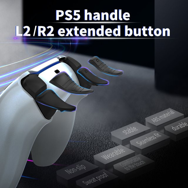 aolion Rutschfeste L2 R2 Trigger-Extender für PS5-Controller in Schwarz - Bild 1