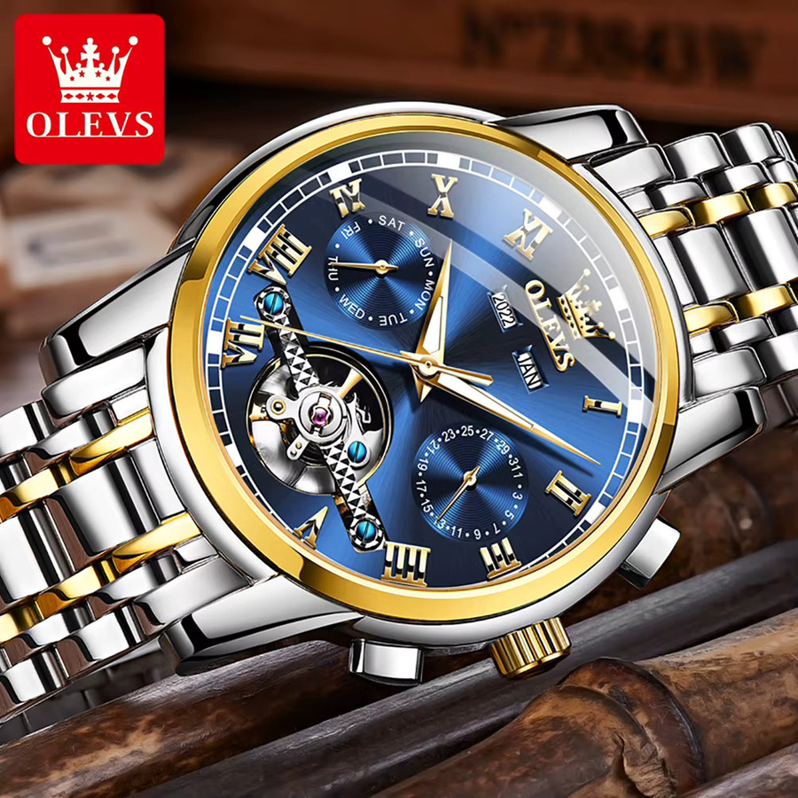 OLEVS Armbanduhr Automatik, Edelstahl, Silber, Weiß, Herren - Bild 1