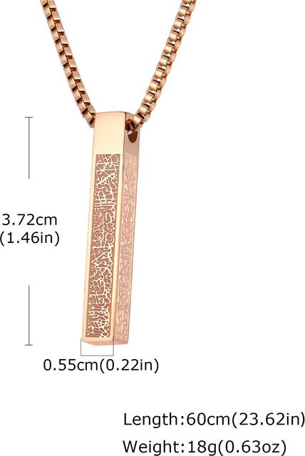 Vnox Anhänger Halskette, Edelstahl, Roségold, 60 cm, Herren - Bild 1