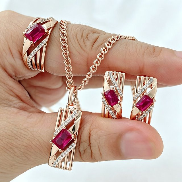 Kinel Schmuckset, 585 Gold, Roségold, Zirkonia, Damen - Bild 1