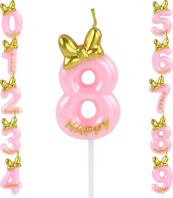 CYZIWEIN Geburtstag Kerze Rosa als Kuchen Topper für Mädchen und Feiern - Bild 1