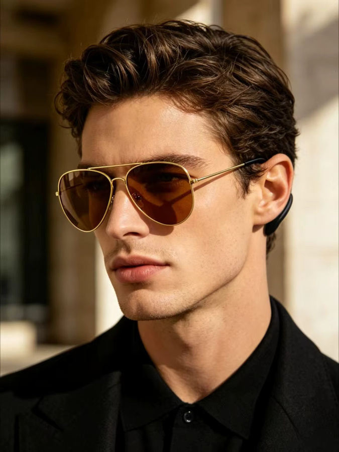 CHUYONG Sonnenbrille Aviator, Metall, Vollrand, Unisex, Gold - Bild 3
