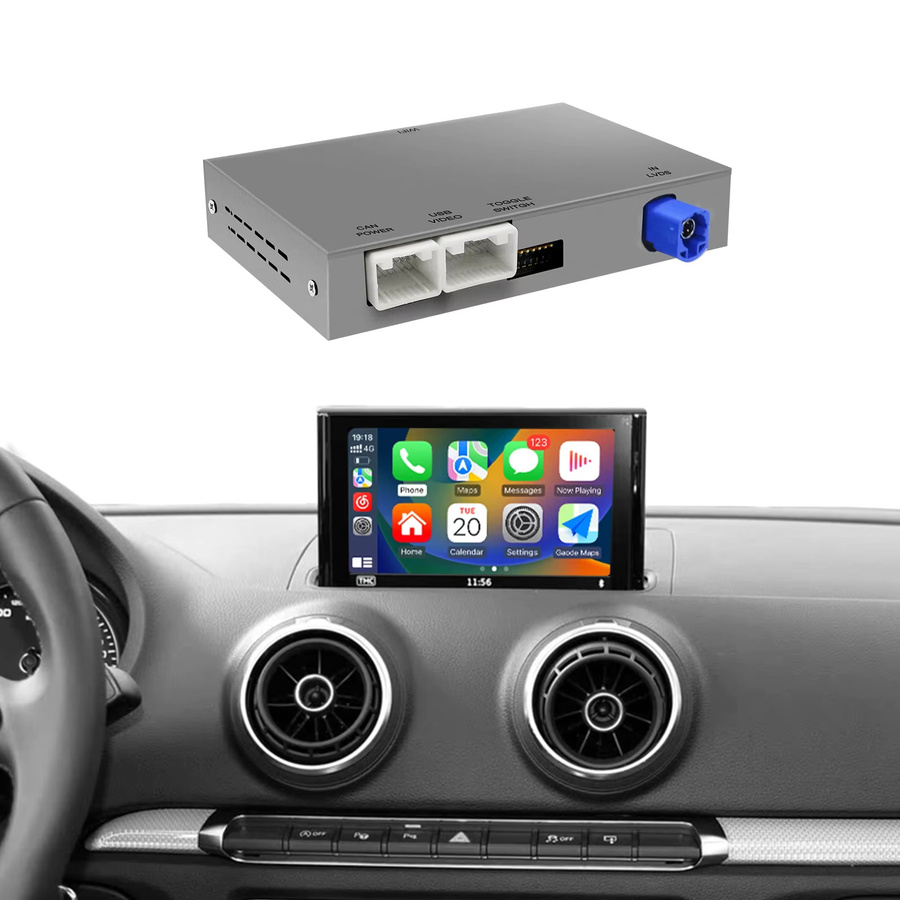 REEIIO Drahtloser CarPlay und Android Auto Adapter für Audi A3 8v (2013-2018) mit Mirror Link, AirPlay, Bluetooth, GPS Navigation und Kamera-Unterstützung in Grau - Bild 4