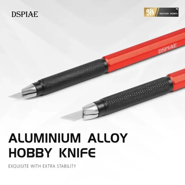 DSPIAE Hobby Messer AT-DK01 AT-DK02 mit schmaler Klinge aus Carbonstahl und Aluminium Gehäuse in Rot für Modellbau und Handwerk - Bild 1