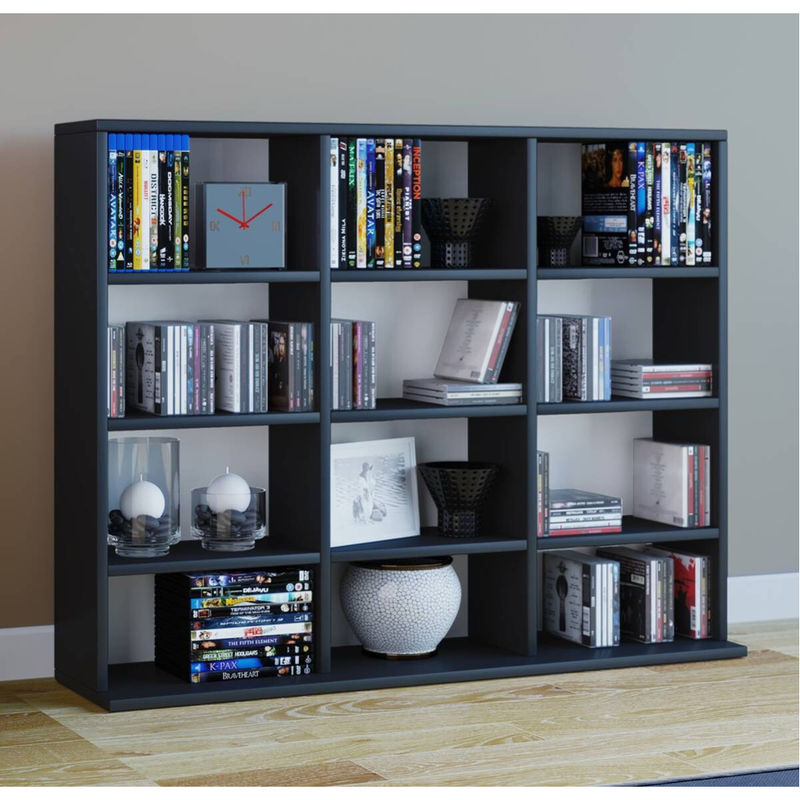 VCM Holzregal Megosa Mini in Schwarz für CDs und DVDs, H x B x T: 82 x 102 x 23 cm - Bild 3