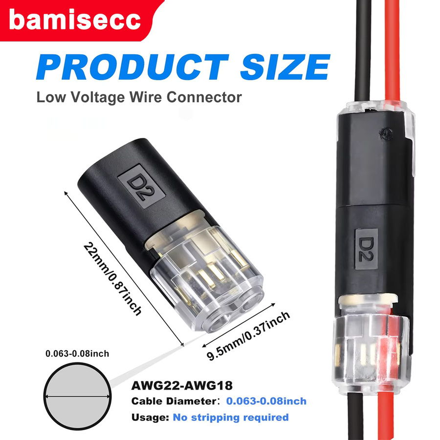 No-Strip-Serie Verriegelbare Anschlussklemmen Set, 96/16 Stück, LED Schnellverbindungs-Doppelstift, Zweikanal-D2-Kabelverbindungs-Klemmenset, Schwarz - Bild 2