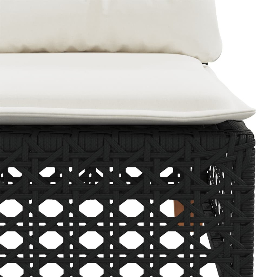 vidaXL Garten-Ecksofa aus Polyrattan mit Kissen in Schwarz und Cremeweiß - Bild 5