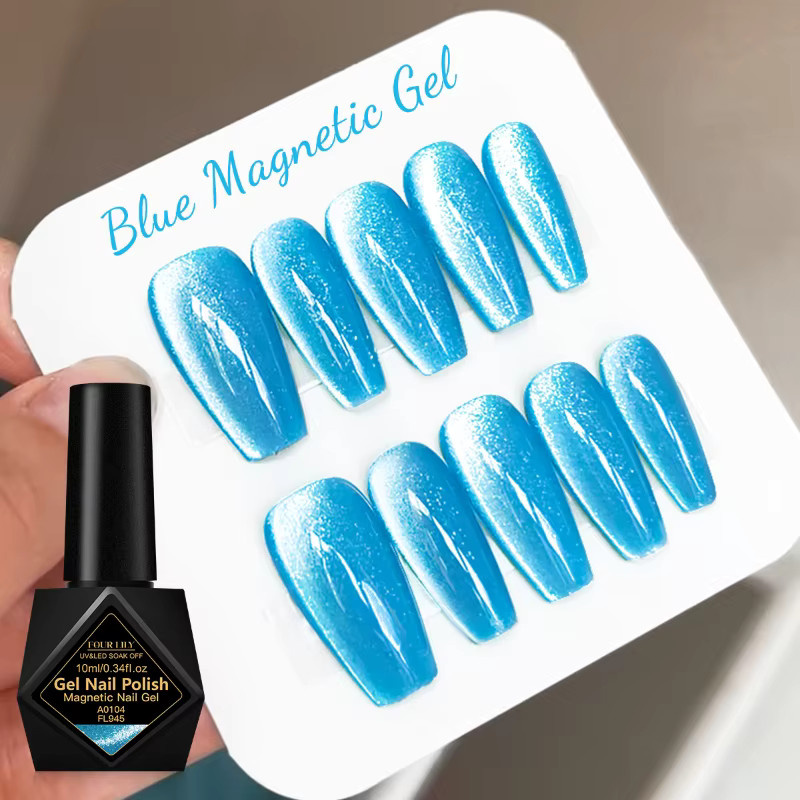 Four Lily Blaue Katze Magnetischer Gel Nagellack Glitter, 10 ml - Bild 5