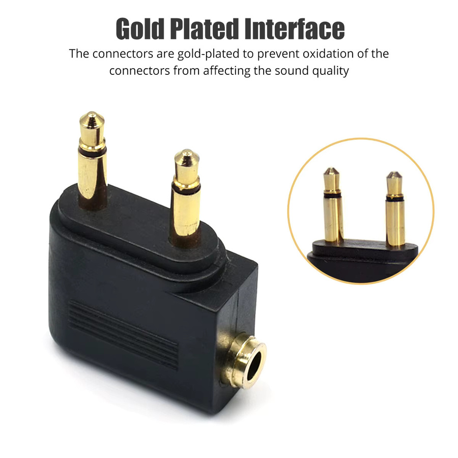 FONKEN Audio Kopfhörer Adapter mit 3,5 mm Jack Stecker in Schwarz für Flugzeug und Reise - Bild 3