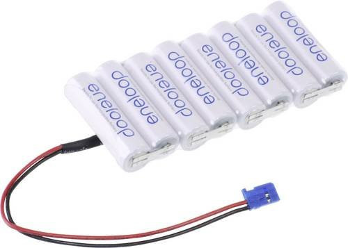 Panasonic eneloop Reihe F1x8 Futaba Akkupack mit 8x Mignon AA Akkus, NiMH, 9.6V, 1900 mAh, Weiß - Bild 1