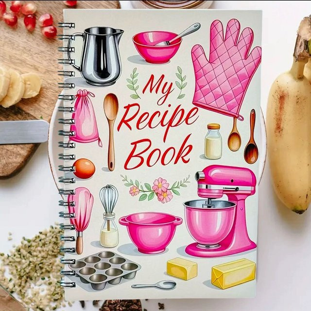 Persönliches Rezeptbuch zum Ausfüllen für Erwachsene, buntes Notizbuch für deine eigenen Rezepte, Rot/Mehrfarbig - Bild 1
