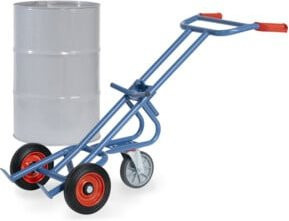 Fetra Fasskarre 206 mit Stützrad und Vollgummi-Bereifung in Blau aus Stahl, Tragkraft 300kg - Bild 1
