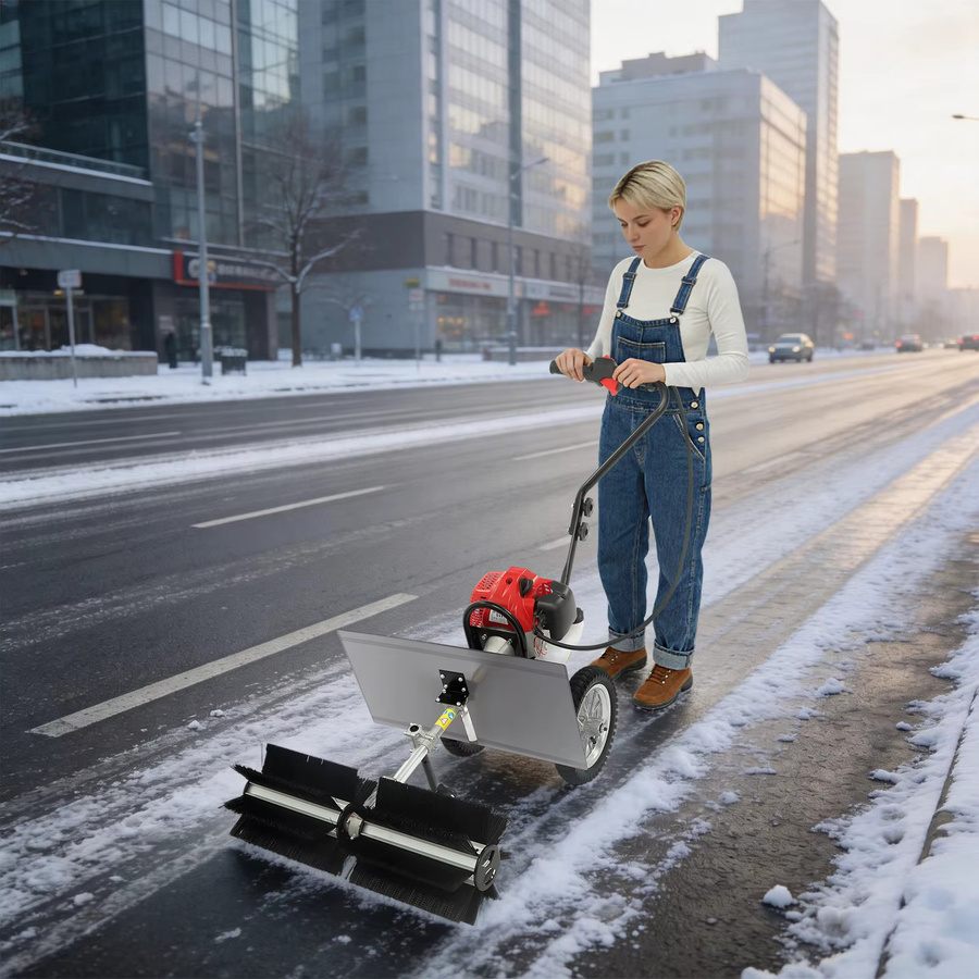 CNCEST Handschubkehrmaschine mit 2,3 PS 4-Takt Benzinmotor für Außenbereiche, Schneekehrmaschine und Rasenkehrmaschine mit rotem Griff - Bild 4