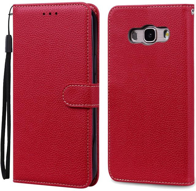 Samsung Galaxy J7 2016 J710 J710F Leder Flip Case Brieftasche in Dunkelrot - Bild 1