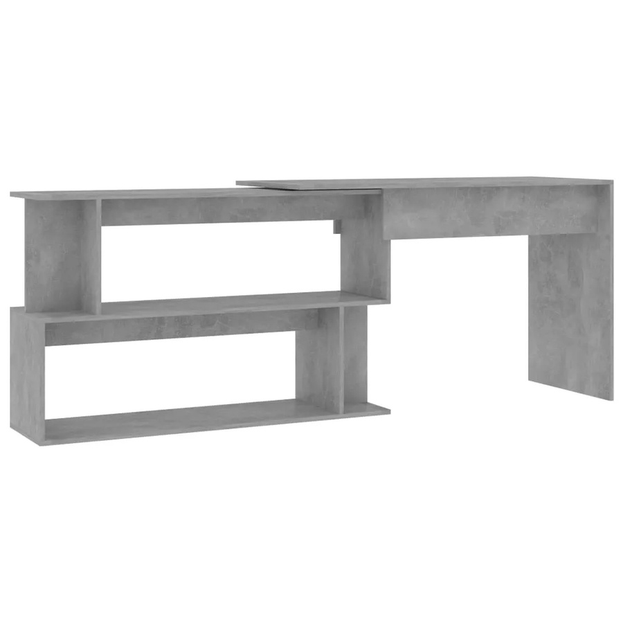 vidaXL Eckschreibtisch in Betongrau aus Holzwerkstoff, B/T/H: 200 x 50 x 76 cm - Bild 2
