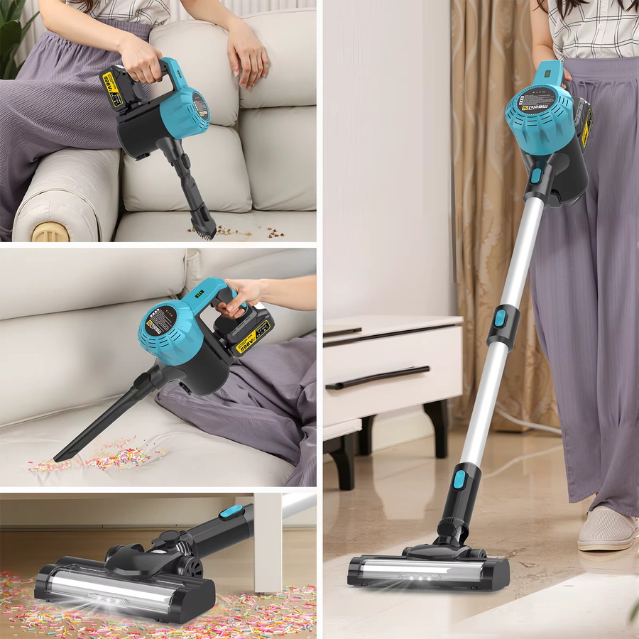 Gisam Bürstenloser Elektrischer Staubsauger mit 1,5L Kapazität und 30Kpa Saugkraft für Makita 18V Akku, Blau - Bild 2
