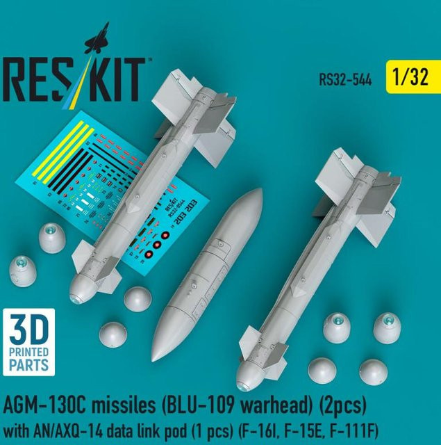 ResKit Models AGM-130C missiles (BLU-109 warhead) mit AN/AXQ-14 data link pod, 3D Printed, 1:32 - Bild 1