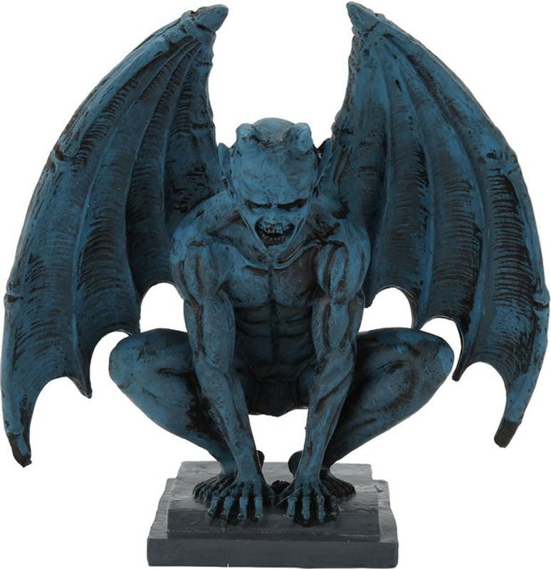 Tooarts Wasserspeier-Statue Gotische Skulptur aus Kunstharz in Blau - Bild 1