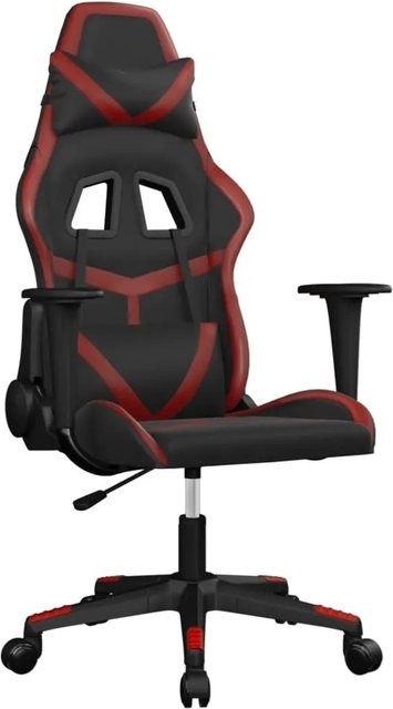 vidaXL Gaming-Stuhl mit Massagefunktion in Schwarz und Weinrot aus Kunstleder - Bild 1