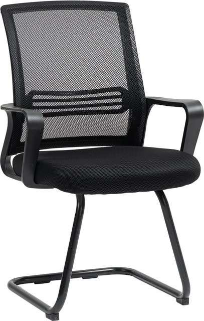 HOMCOM 2er-Set Freischwinger Bürostühle mit Armlehnen in Schwarz für Büro und Konferenzraum - Bild 1
