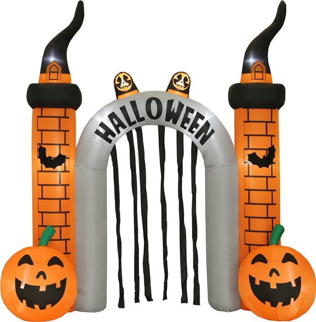 Outsunny Aufblasbarer Halloween Torbogen mit LED, Geister und Kürbis, Orange, 322 cm - Bild 1