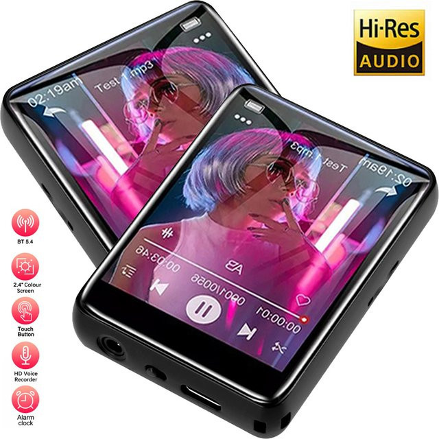 AideeMaster FullScreen Touch MP3 Player mit Bluetooth und eingebautem Lautsprecher in Schwarz für HiFi-Musik und Videowiedergabe (Unterstützt 8-128 GB) - Bild 1