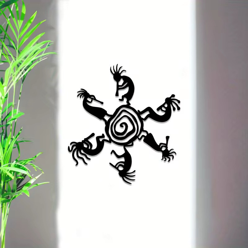 Kokopelli Wandskulptur aus Metall in Schwarz von CIFBUY im südwestlichen Stammesdesign für deine Heim- und Bauernhausdekoration - Bild 3