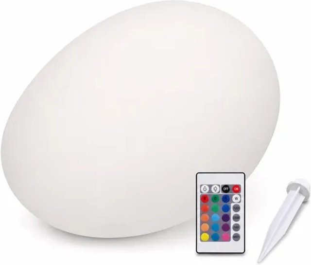 Schweng LED Leuchtstein RGBW in Weiß mit Fernbedienung für Garten, Terrasse und Balkon, B/T/H: 40 x 30 x 32 cm - Bild 1