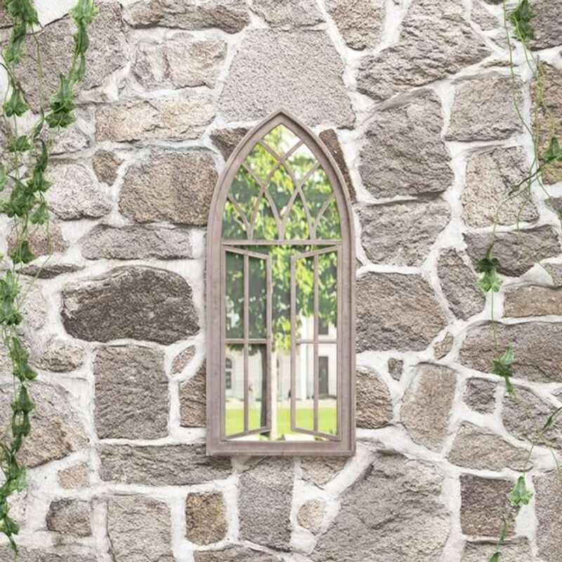 Vidaxl Gartenspiegel in Sand beige aus Metall und Glas im Vintage-Design, Rechteckig, B/H: 70 x 30 cm - Bild 1