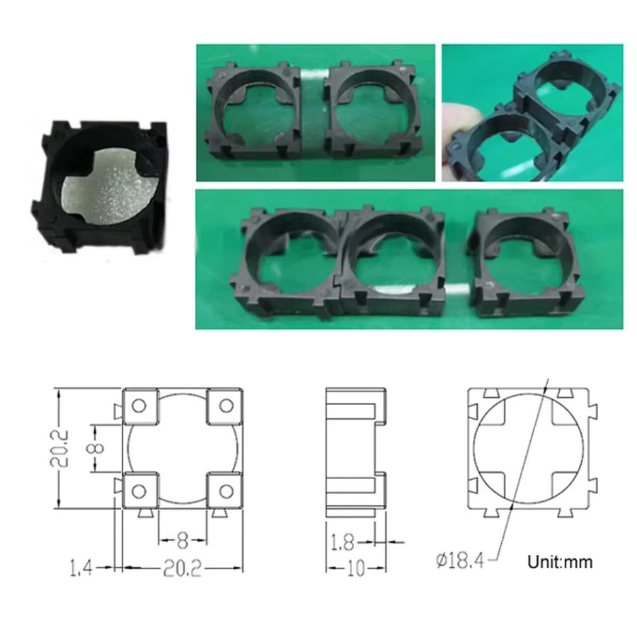 ALLOYSEED 18650 Lithium-Batterie-Halterung für zylindrische Li-Ionen-Akkus, Kunststoff, Schwarz - Bild 6