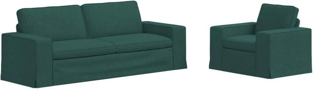 vidaXL Sofa 2-teilig Dunkelgrün Stoff mit Metallrahmen B/T/H: 222 x 80 x 82 cm und 103 x 80 x 82 cm - Bild 1