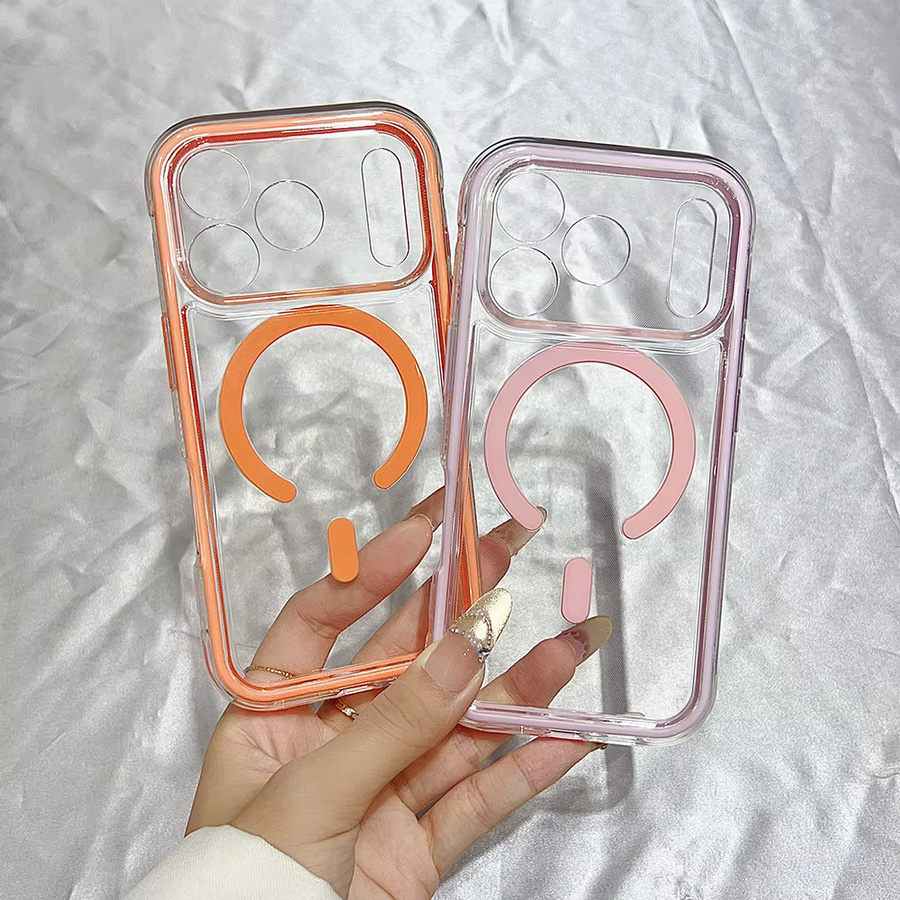 Transparente stoßfeste 2 in 1 Bumper-Magnethülle für Apple iPhone kompatibel mit MagSafe Wireless Charging - Bild 1