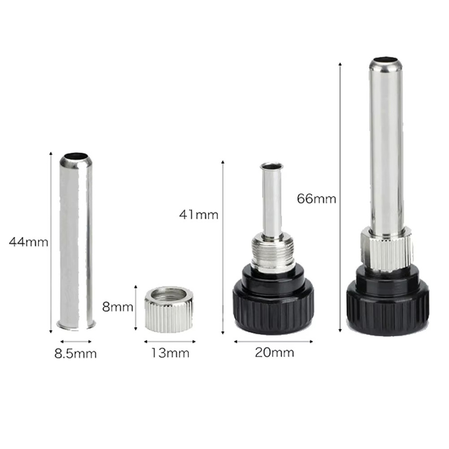 DAZZLEEX Lötspitzen-Set für 936 Lötstationen in Silber mit 5 verschiedenen Spitzenformen und Lötkolben-Griffadapter - Bild 3