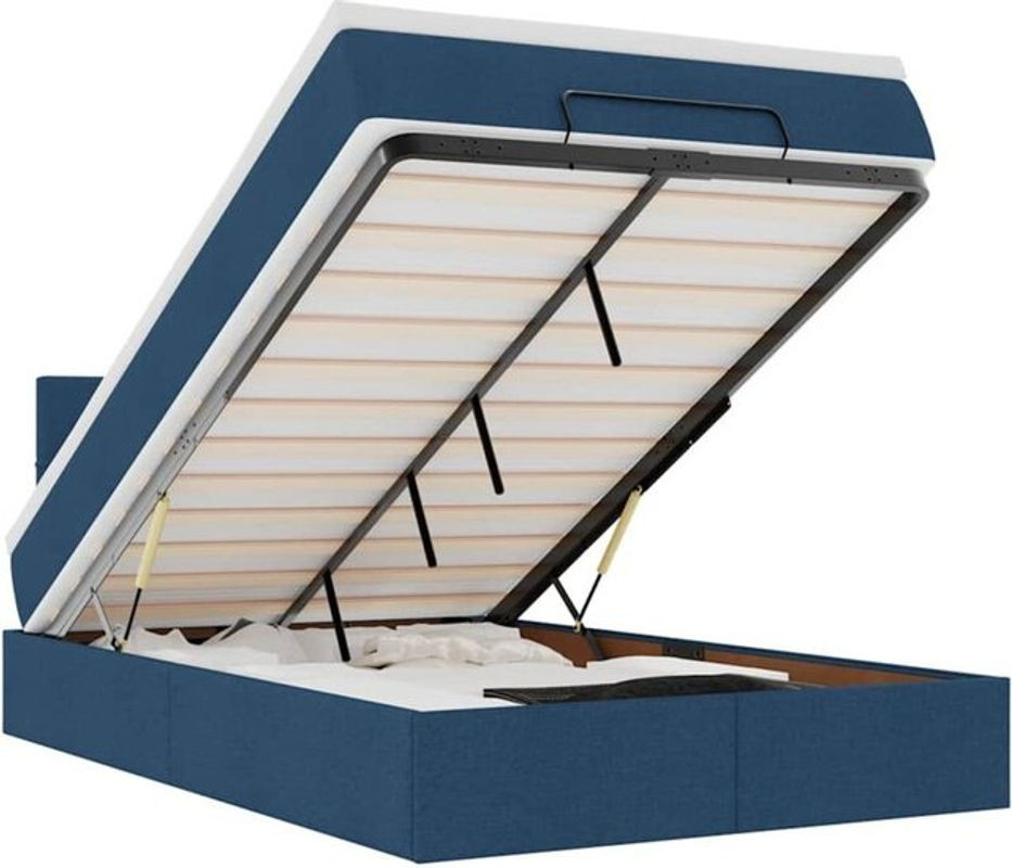 vidaxl Ottoman Polsterbett mit Matratze in Blau aus Stoff B/T: 120 x 190 cm - Bild 1