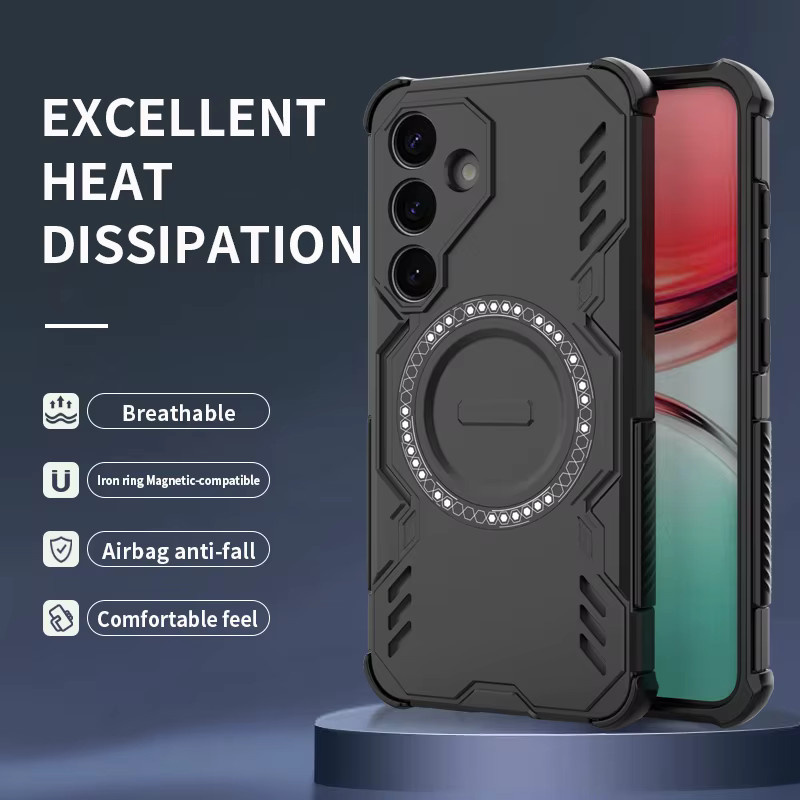 Wärmeableitende Handyhülle mit Magnetverschluss für Samsung Galaxy S25 FE S26 Ultra Plus Edge A35 A36 A55 A56 A37 A57 in Schwarz - Bild 2
