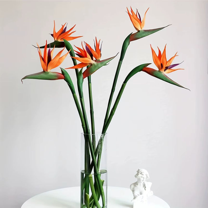 3er Set künstliche Paradiesvogel-Blumen Strelitzia von HAOSHICS in Orange, 62,23 cm lange Stielblumen für deine DIY Dekoration - Bild 2